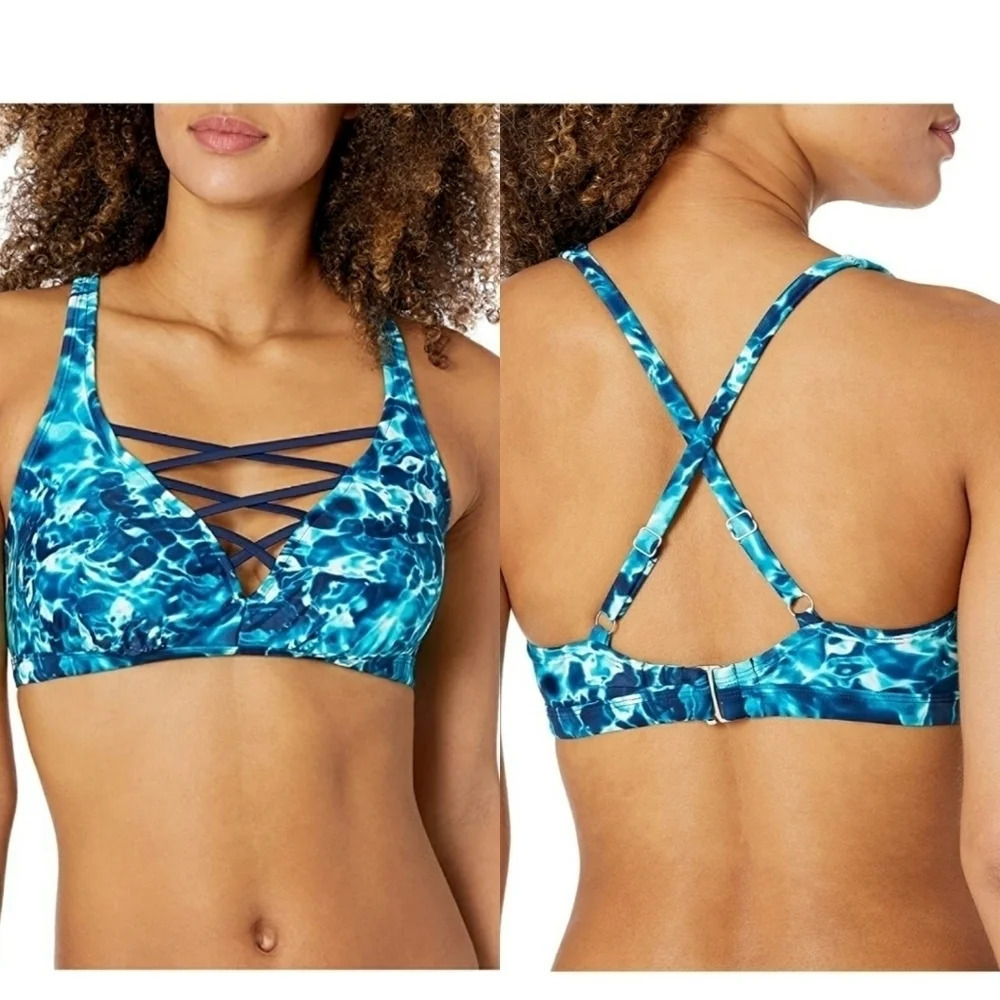 *NWOT* Coastal Blue Lace Up Front Bikini Top